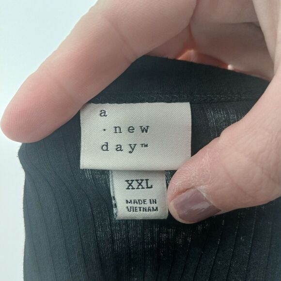 womens black long sleeve top a new day size XXL rouching blouse basic - Picture 4 of 6